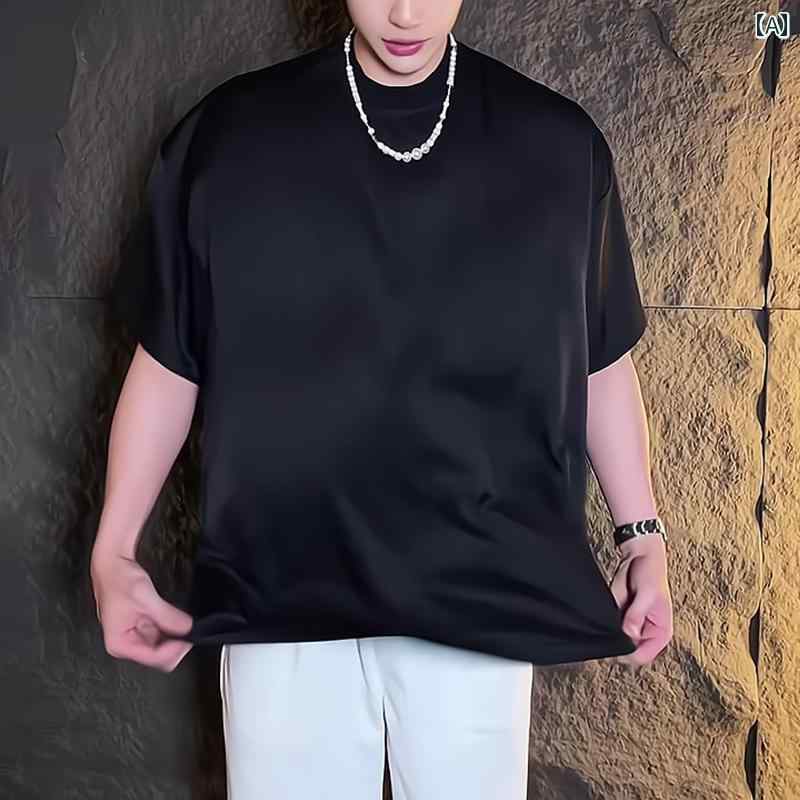 メンズ 流行り物 春夏 秋冬 かっこいい オシャレ モテ 成人男性用 成人男性服  服 韓国 分かりやすい 成年者 パッチワーク 色合い黒 半袖 トップスメンズカジュアル 御膳上等 大きめ 大きさメンズ 服