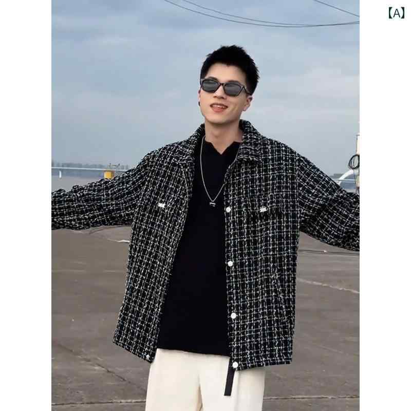 メンズ ファッション 春夏 秋冬 かっこいい オシャレ モテ 男性用 紳士服 服 韓国 シンプル 大人 アメリカン メンズジャケット 高級厚手オーバー サイズ ジャケットショート 千鳥格子 柄 ぴったり