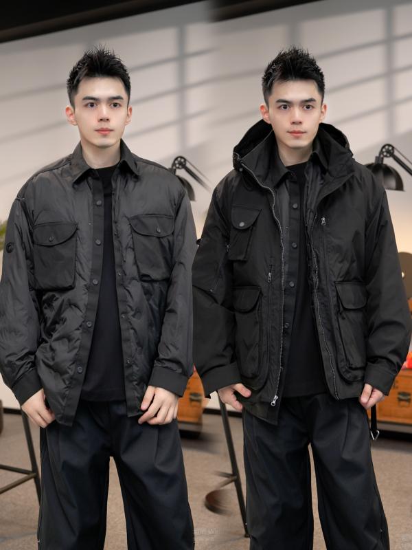 メンズ ファッション 春夏 秋冬 かっこいい オシャレ モテ 男性用 紳士服 服 韓国 シンプル 大人 3 in 1 ワークウェア ツーピース セット 機能 アウトドア パーカージャケット ダウン ジャケット