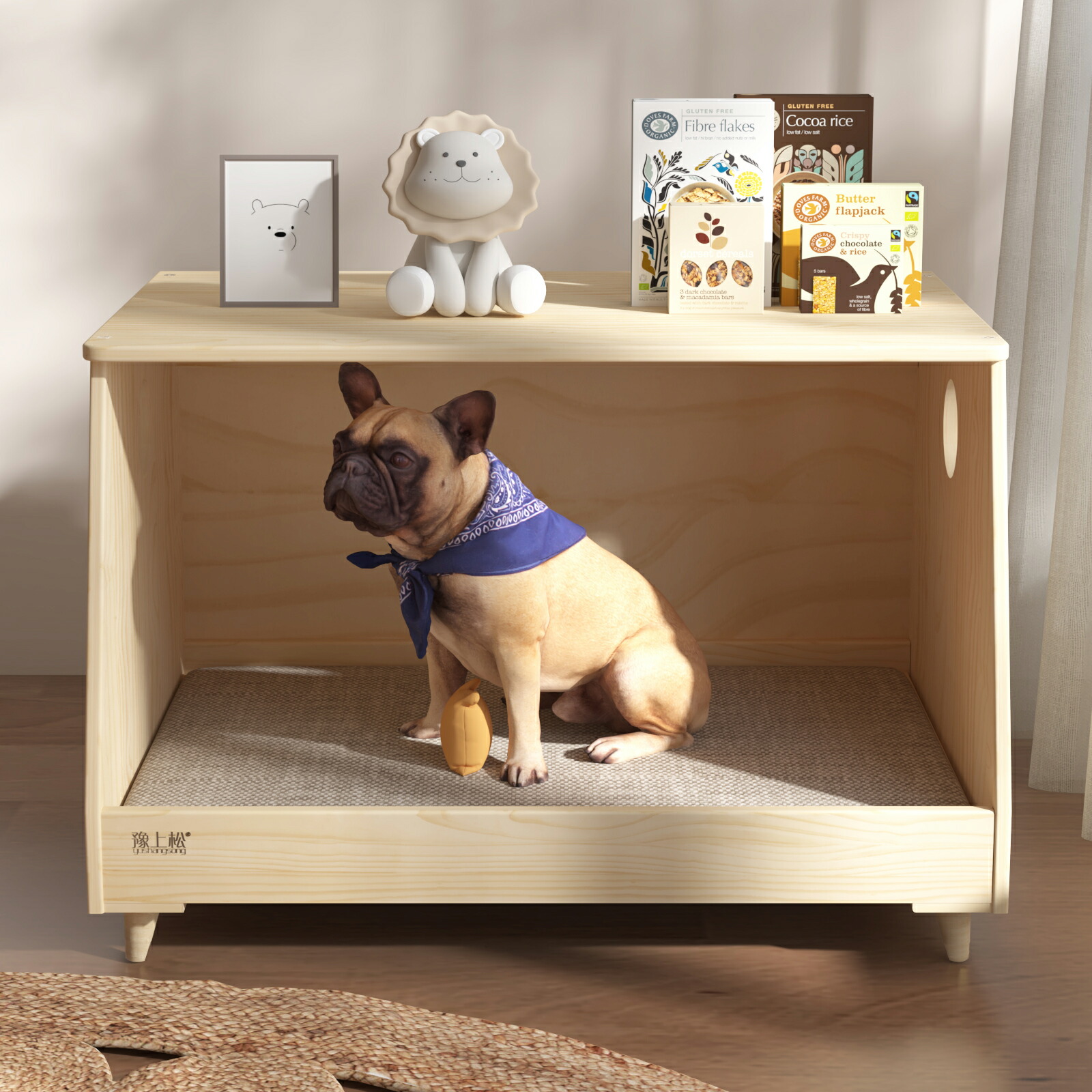 純一無雑材製 小型犬用 プレミアムペットハウス 木製犬掘っ立て小屋 オール時期相応う 防湿・床離れ心積もり 寝台側面据え付ける能力のある 愛玩動物寝台付き添い人