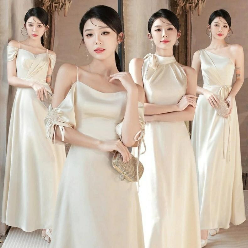 パーティードレス ロング丈 結婚式 ワンピース お呼ばれ フォーマルドレス 袖あり 袖なし 4タイプ シンプル 上品 大きいサイズあり