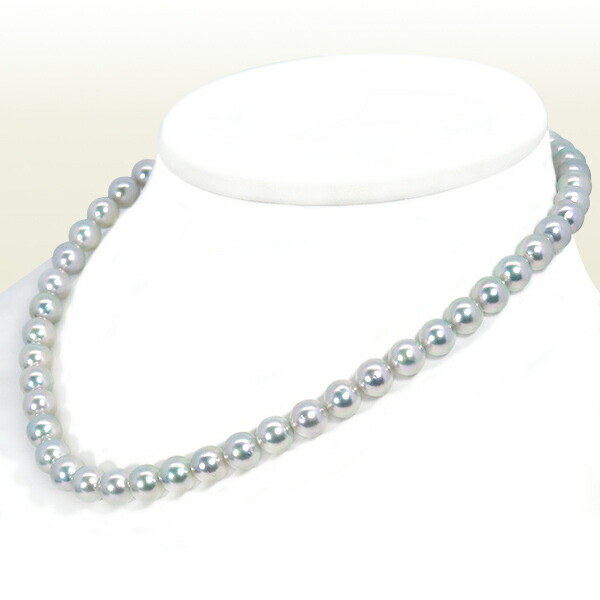 apf739☆SV金具 アコヤ真珠/パール グレー染め ネックレス 約42cm 約