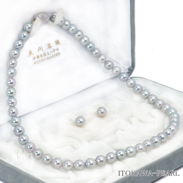 楽天市場】グレー系無調色あこや真珠パールネックレス＜7.5～8mm