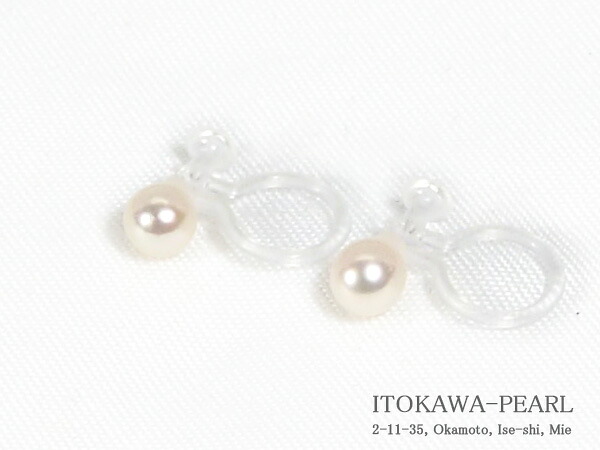 あこや真珠ノンホールピアス＜4.1mm＞樹脂製イヤリング　E-4847｜伊勢の真珠専門店　糸川真珠