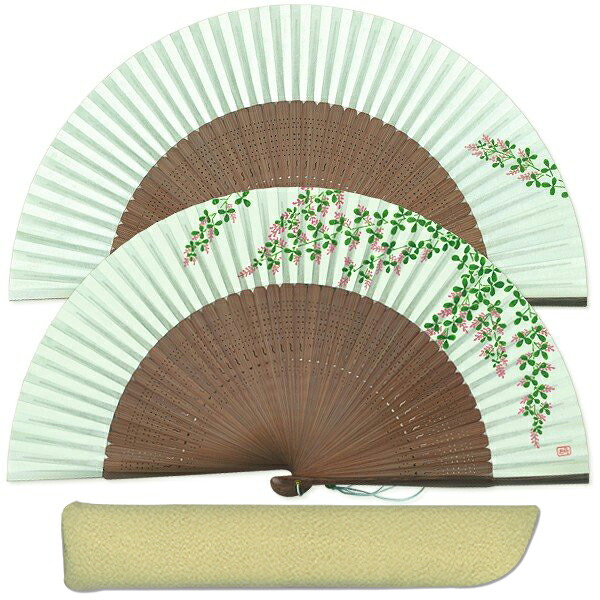 女性用セット扇子 萩 扇子袋付き 手描き京扇子 紙扇子｜扇子司　伊藤常　店 9,475円