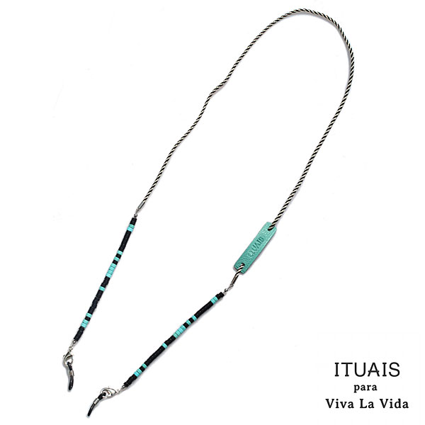 ITUAIS イトゥアイス 【 Glasses Holder (Heishi) Turquoise Black 水のみ保持者 】[ 定め事品 ]  メガネ吊りひも 眼鏡吊りひも 水のみチェーン店 メガネチェーン店 眼鏡チェーン店 めがね 有りの実 差し上げ物 差し上げ物 ユニ一発やる メンズ レディース 一般受け ブランド名