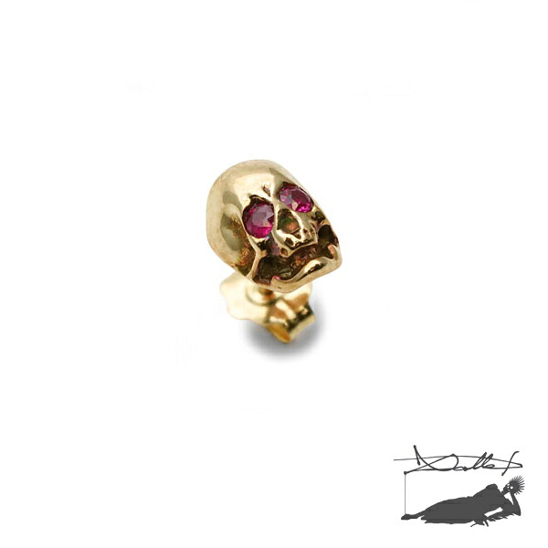 Xallet kobe シャレコーベ 【 adzuki / Ruby Eyes スカルピアス ( 10KYG ) 】[ 置き目品 ] 10金 黄色ゴールド ルビー 片耳用 スタッド式ピアス ドクロ 小さめ skull 差し上げ物 メンズ レディース ユニ一発やる 一般受け 飛び切り 宝飾品 ブランド名 【 貨物輸送無料 】