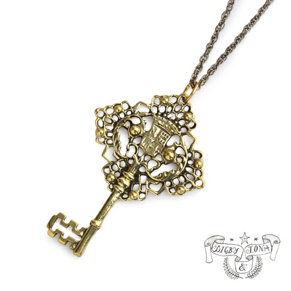 Digby \u0026 Iona ディグビー アンド アイオナ 【 Crest Key Necklace 】[ 定め事品 ] クレスト 手当たり 首飾り シャンデリヤ ゴールド色つや 記号 手当たり 鍵 カギ 金色 差し上げ物 ユニ一発やる メンズ レディース 一般受け ブランド名 今めかしい 【 貨物輸送無料 】