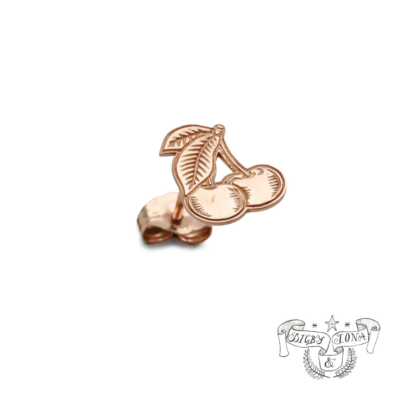 Digby \u0026 Iona ディグビー アンド アイオナ 【 Cherry Studs ( K14 Rose Gold ) 桜んぼう スタッド ピアス サクラ色ゴールド 】[ 置き目品 ] 金 桜んぼう さくらんぼ 果物 片耳 差し上げ物 差し上げ物 ユニ一発やる メンズ レディース 一般受け ブランド名 今めかしい【 貨物輸送無料 】
