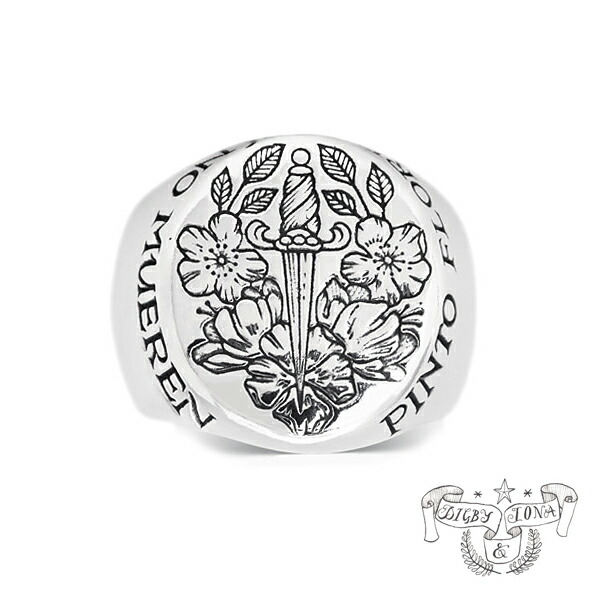 Digby \u0026 Iona ディグビー アンド アイオナ 【 Kahlo Signet Ring シグネット 輪っか 】[ 置き目品 ]  指環 しろがね色 925 銀 ダガー 九寸五分 御花 花 差し上げ物 メンズ レディース 一般受け ブランド名 今めかしい 金 銀 【 貨物輸送無料 】