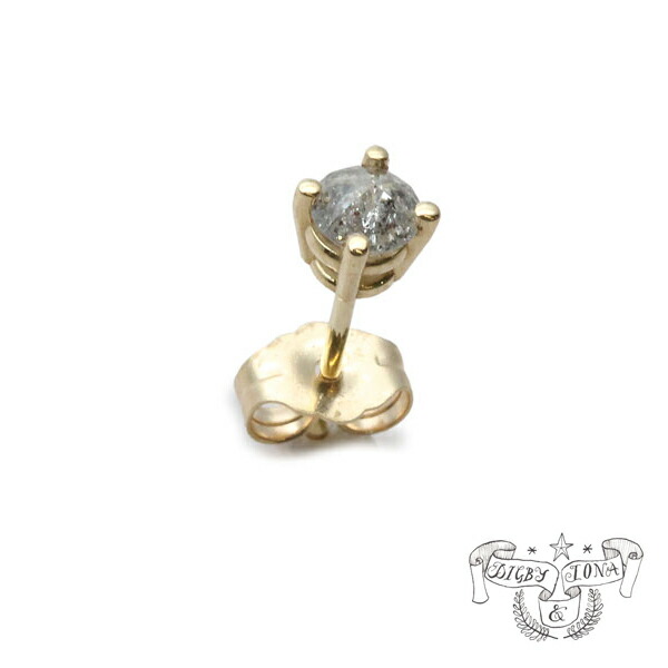 Digby & Iona ディグビー アンド アイオナ 【 Salt & Pepper Studs 14K イエローゴールド & ダイヤモンド ピアス 4mm 】[ 正規品 ] 耳飾り 金 宝石 プレゼント ギフト ユニセックス メンズ レディース 人気 ブランド おしゃれ 【 送料無料 】｜アクセサリー its 12 midnight