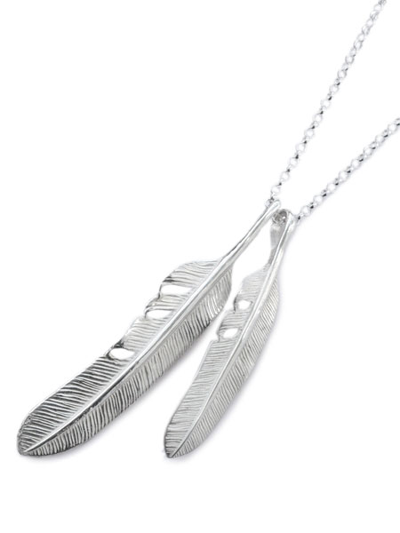 Silver Dollar Craft シルバーダラークラフト 【 ダブルフェザー ネックレス (M \u0026 S) 】[ 正規品 ] インディアンジュエリー シルバー 925 銀 羽根 羽 ペンダント ペア プレゼント ギフト ユニセックス メンズ レディース 人気 ブランド おしゃれ 【 送料無料 】