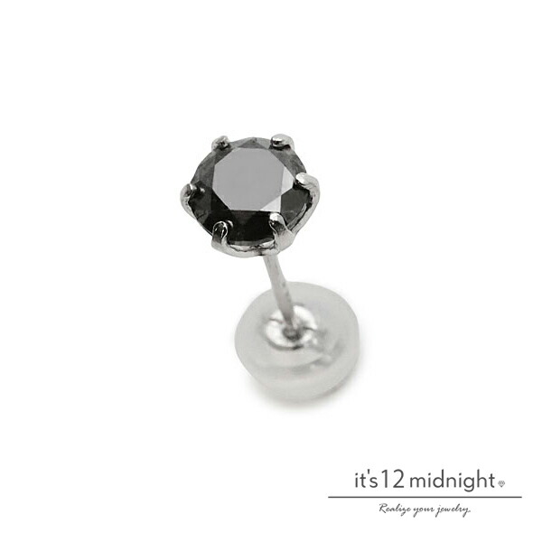 it\u0027s 12 midnight イッツ トゥエルヴ 夜夜中 【 5粍 Black Diamond × Platinum Pierce / 黒いこと金剛石 プラチナ スタッド ピアス [ M-P006-BD5-Pt ]】[ 置き目品 ] 一粒宝飾品 差し上げ物 メンズ レディース  ユニ一発やる 定番 一般受け 【 貨物輸送無料 】