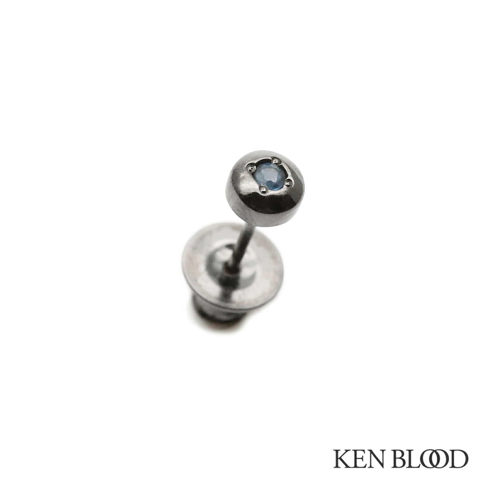KENBLOOD ケンブラッド 【 サファイア ブラック ラウンド ピアス [ KP-396BK-SP ]】[ 正規品 ] シルバーピアス 黒 スタッド式ピアス キャッチ式ピアス シンプル スタッド 人気 定番 ブランド おしゃれ 片耳用 プレゼント メンズ レディース ユニセックス