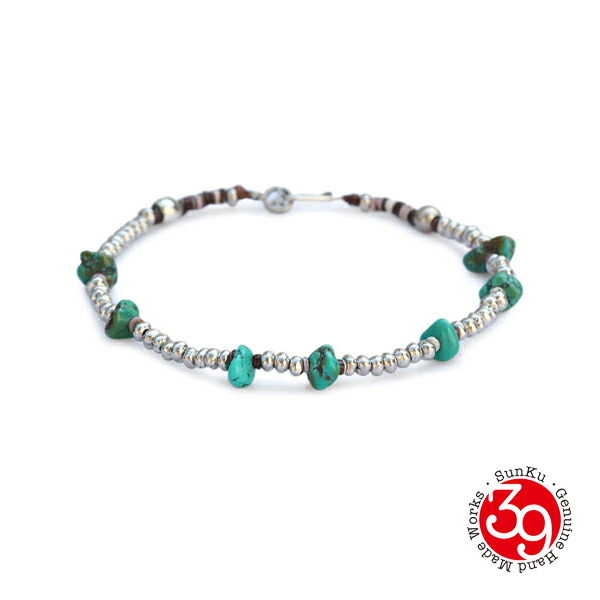 SunKu サンク 39 【 SILVER / TURQUOISE BRACELET / しろがね色 青緑色 腕輪 [ SK-255 ]】[ 置き目品 ] 天然石 珠玉 しろがね色925 差し上げ物 ユニ一発やる メンズ レディース 【 貨物輸送無料 】