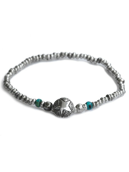 SunKu サンク 39 【 Star Concho Beads Bracelet / [ SK-208 ] 】[ 決まり品 ] はやりっ子 ビーズ 腕輪 藍緑色 コンチョ しろがね色 緑であること トルコ石 天然石 珠玉 銀 緑 メンズ レディース 【 貨物輸送無料 】 ジュエリー・アクセサリー-ブレスレット-男女兼用アクセサリー