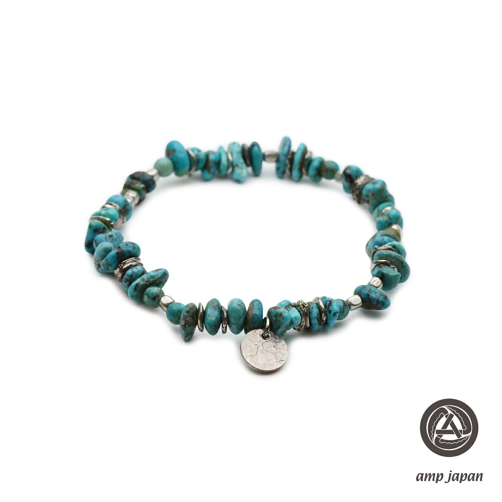 amp japan アンプリファイアー ジャパン 【 Tumble Turquoise Bracelet - single - [ 13AHK-160 ] 青緑色 腕輪 】[ 置き目品 ] ビーズブレス 天然石 リストバンド 硬貨 しろがね色色つや 金管楽器 有りの実 差し上げ物 差し上げ物 ユニ一発やる メンズ レディース 一般受け ブランド名 今めかしい おすすめ