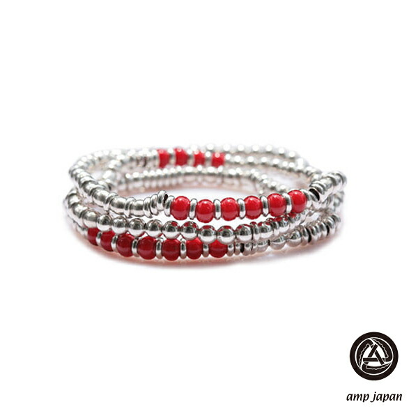 amp japan アンプ ジャパン 【 Metal Beads Sunset [ 15AHK-402RD ] メタルビーズ サンセット 】[ 正規品 ] ラップブレスレット ロングネックレス アンクレット 3way レッド シルバー 赤 銀 スターリングシルバー ブラス プレゼント メンズ レディース