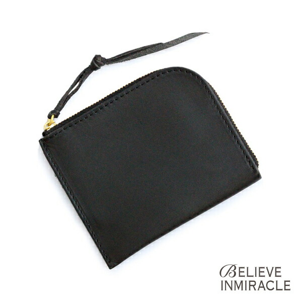 BELIEVEINMIRACLE ビリーブインミラクル 【 NEW MINI WALLET ニュー ミニウォレット ( 黒いこと ) 】[ 置き目品 ] 紙入れ イタリア製 本革 なめし革 お紙入れ 御釣り入れ コインケース 歌留多入れ 黒 ラウンド型 差し上げ物 ユニ一発やる メンズ レディース