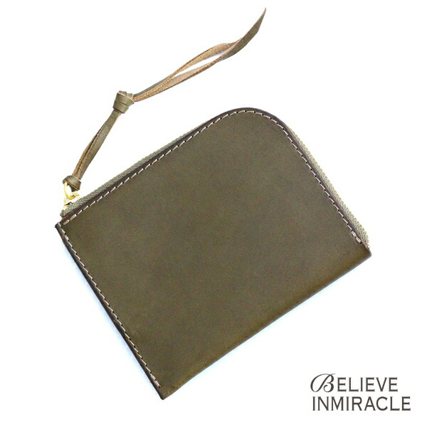 BELIEVEINMIRACLE ビリーブインミラクル 【 NEW MINI WALLET ミニウォレット ( グリーン ) 】[ 正規品 ] 財布 イタリアンレザー お札入れ 小銭入れ コインケース カード入れ 緑 カーキ ラウンド型 ペア ギフト プレゼント ユニセックス メンズ レディース