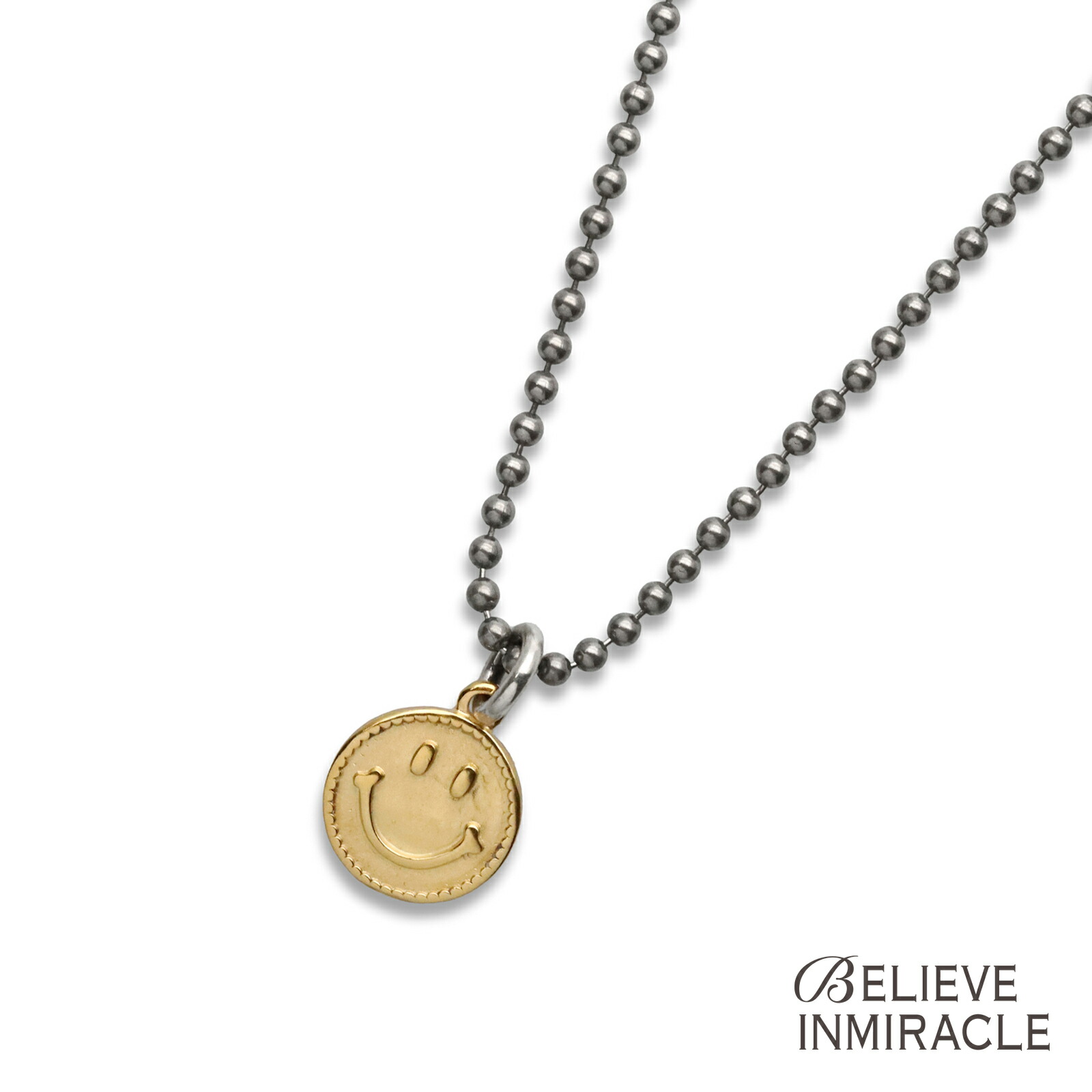 ビリーブインミラクル BELIEVEINMIRACLE 【 K18GP NC ( SMILE ) スマイル ネックレス 】[ 正規品 ] ペンダント ニコちゃん スマイリーフェイス シルバー 金色 銀 925 ゴールドカラー ペア プレゼント ユニセックス メンズ レディース 人気 ブランド おしゃれ 【 送料無料 】｜アクセサリー its 12 midnight