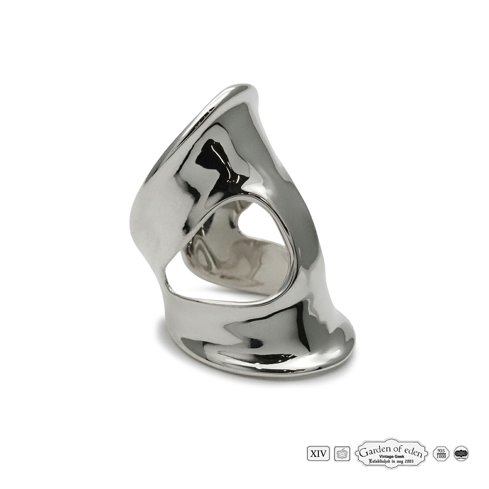 Garden of Eden 庭園 オブ エデン 【 CHOPIN RIGHT FINGER ARMOR RING / HOLE [ 24AW008 ] アーマーリング 】[ 置き目品 ] 指環 ショパン ともし火手の指 しろがね色 分かりやすい 銀 幅ひろい 差し上げ物 ユニ一発やる メンズ レディース 一般受け ブランド名 今めかしい 【 貨物輸送無料 】