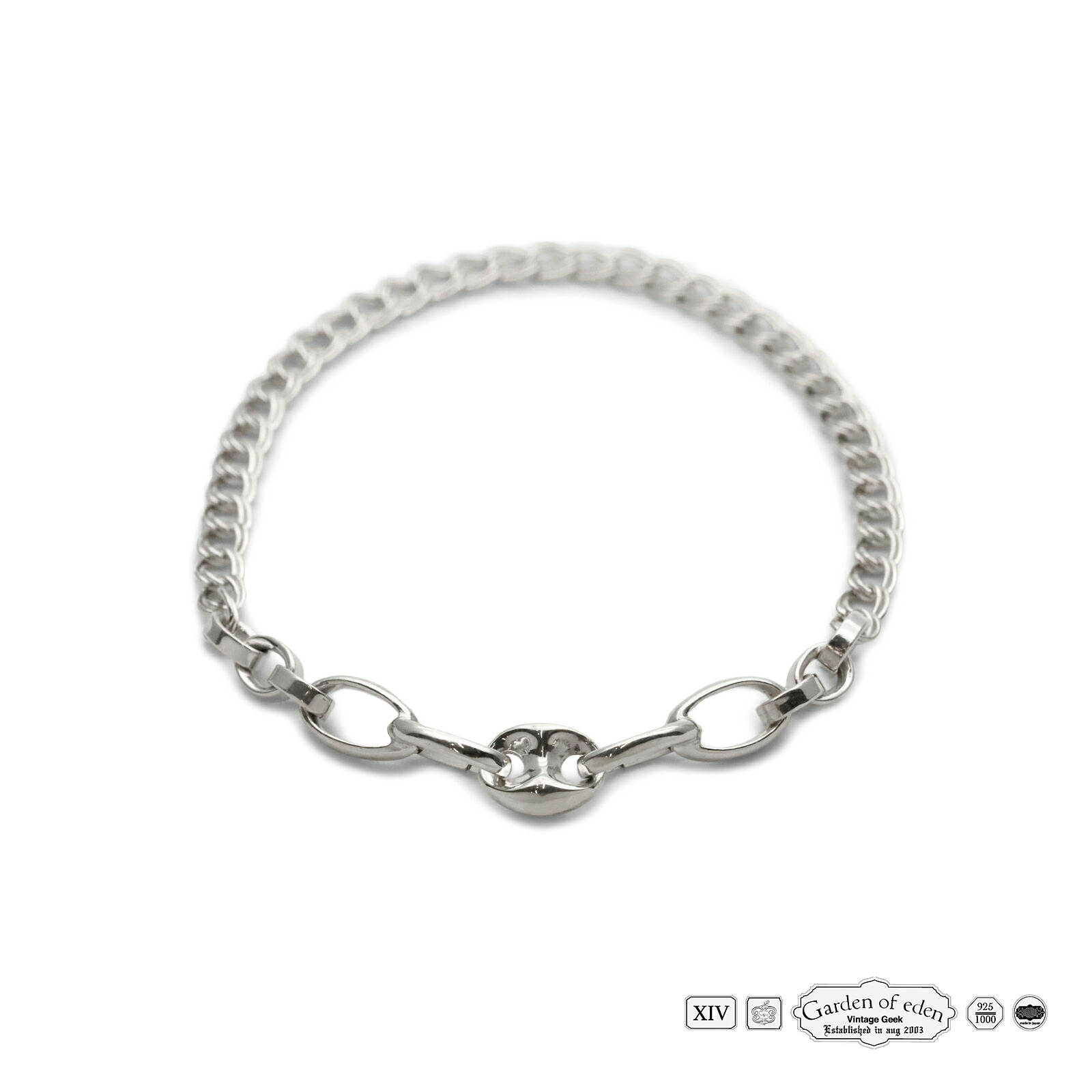 ガーデン オブ エデン Garden of Eden 【 Double curb chain bracelet [ 25SS028 ] ダブル カーブ チェーン ブレスレット 】[ 正規品 ] シルバー 925 シンプル 銀 プレゼント ユニセックス メンズ レディース 人気ブランド おしゃれ 【 送料無料 】｜アクセサリー its 12 midnight