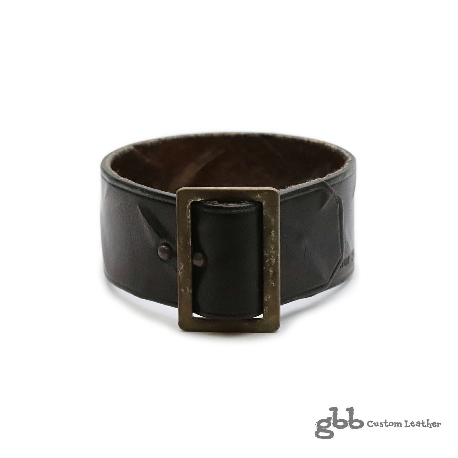 gbb custom leather / gbb カスタム なめし革 【 Mill Cuff ( Black ) なめし革腕輪 】[ 定まり品 ] 折り返し 革 黒 黒いこと 差し上げ物 ユニ一発やる メンズ レディース 一般受け ブランド名 今めかしい 【 貨物輸送無料 】