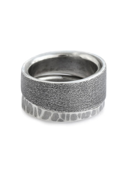 HARIM ハリム 【 EDGE RING COMBI (RING2 ARASHI / RING3 HAMMERED) [ HRR042AR HRR043HM ]  】[ 置き目品 ] スターリングしろがね色 指環 槌目 風合い 925 銀 有りの実 差し上げ物 差し上げ物 ユニ一発やる メンズ レディース 【 貨物輸送無料 】