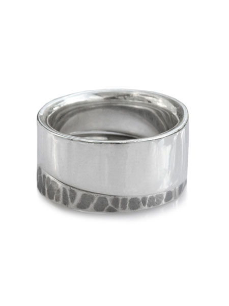 HARIM ハリム 【 EDGE RING COMBI (RING2 MIRROR / RING3 HAMMERED) / 外辺部輪っか 二人組 [ HRR042WH HRR043HM ]  】[ 置き目品 ] スターリングしろがね色 指環 鉄槌 槌目 925 銀 有りの実 差し上げ物 差し上げ物 ユニ一発やる メンズ レディース 【 貨物輸送無料 】