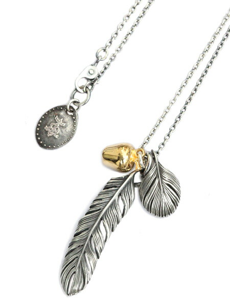 HARIM ハリム 【 ReStyling Leef Feather \u0026 Apple 首飾り / [ HRP079 S ] 】[ 定め事品 ] シャンデリヤ 引きつける しろがね色 チェーン店 ハート型羽毛 羽毛  K18 Gold Plate  ゴールド アップル 銀 金 リンゴの木 羽毛 翼 メンズ レディース 【 貨物輸送無料 】