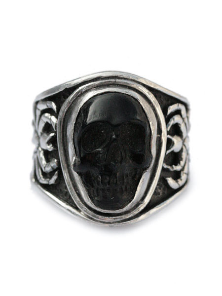 Lee Downey リーダウニー Sculpted Skull Ring - JET / スカル 輪っか 指環 ジェット機 石化 ドクロ しろがね色 メンズ レディース 【 貨物輸送無料 】