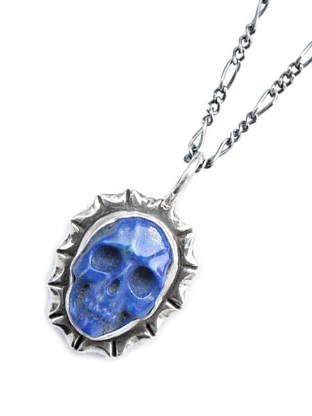 Lee Downey リーダウニー Skull Pendant (Lapis lazuli) / スカル 首飾り シャンデリヤ ラピスラズリ 貴石 しろがね色 ドクロ メンズ レディース 【 貨物輸送無料 】