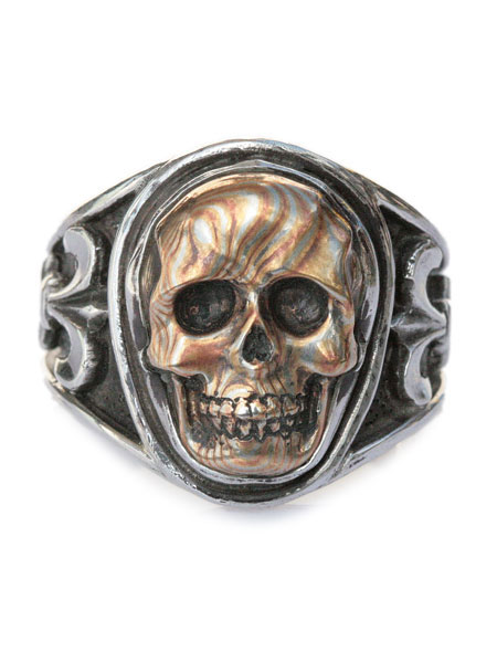 Lee Downey リーダウニー Sculpted Skull Ring - Mokumekin (肌理金) / スカル 輪っか 指環 ドクロ しろがね色 メンズ レディース 【 貨物輸送無料 】
