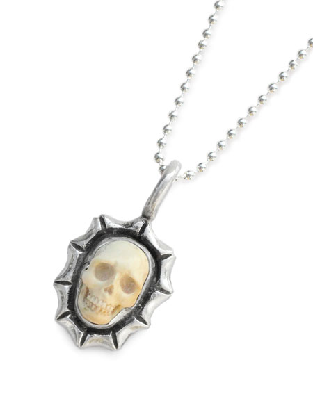Lee Downey リーダウニー Tiny Skull Necklace - Mammoth Ivory / スカル 首飾り シャンデリヤ マンモス 骨化 しろがね色 ドクロ メンズ レディース 【 貨物輸送無料 】 ネックレス・ペンダント-ジュエリー・アクセサリー