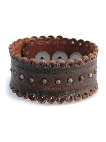 gbb custom leather / gbb カスタム なめし革 【 Cuff 1866  】[ 定め事品 ] なめし革 ブレス 折り返し 腕輪 バックル 革 金管楽器 赤銅色 赤銅色 三尺帯 メンズ レディース 【 貨物輸送無料 】