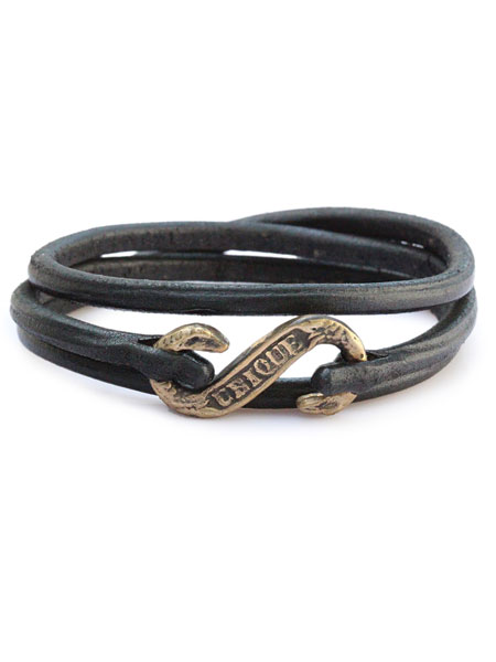 gbb custom leather / gbb カスタム レザー 【 Pirates Garrote Cuff (Black) 】[ 正規品 ] レザー ブレス カフ ブレスレット バックル フック ベルト 革 3連 3重巻き ブラック 黒 ブラス ゴールド 真鍮 メンズ レディース 【 送料無料 】｜アクセサリー its 12 midnight