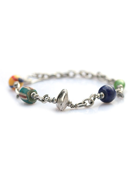 SunKu サンク 39 【 MIX Chain & Beads Bracelet / [ SK-027-MIX ] 】[ 正規品 ] ミックスチェーンビーズブレスレット シルバー アンティークビーズ カラフル 銀 メンズ レディース 【 送料無料 】