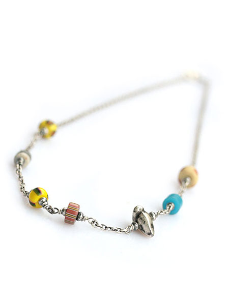 SunKu サンク 39 【 MIX Chain \u0026 Beads Necklace / [ SK-026-Mix ] 】[ 定め事品 ] 雑ぜ合わせるチェーン店 ビーズ首飾り シャンデリヤ しろがね色 派手 アンティークビーズ 銀 メンズ レディース 【 貨物輸送無料 】