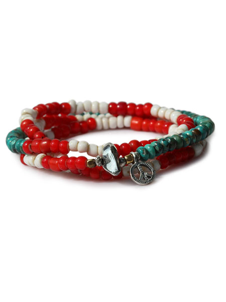 SunKu サンク 39 【 American Flag 4 Roll Bracelet & Necklace アメリカンフラッグ4連ブレスレット&ネックレス [ SK-159 ] 】[ 正規品 ] アンクレット ペンダント シルバー ターコイズ 星条旗 プレゼント ユニセックス メンズ レディース 【 送料無料 】