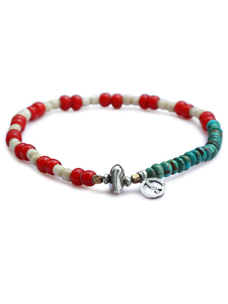 SunKu サンク 39 【 American Flag 1 Roll Anklet アメリカン信号旗 1連 ボビーソックス / [ SK-160 ] 】[ 置き目品 ] しろがね色 金管楽器 ゴールド 藍緑色 緑であること 赤いこと 白いこと 星条旗 金管楽器 緑 銀 赤 白 天然石 宝玉 メンズ レディース メンズジュエリー・アクセサリー-ジュエリー・アクセサリー