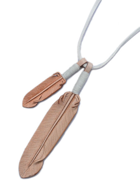 ROOSTERKING \u0026 CO. ルースターキング\u0026商会 【 White Lacing Leather Feather Necklace (Natural) レザーフェザーネックレス 自然的 】[ 定め事品 ] 点火装置赤銅色 シャンデリヤ ディアスキン 北米インディアン ビーズ メンズ レディース 【 貨物輸送無料 】