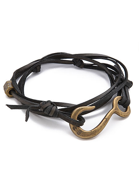 GILES & BROTHER ジャイルス アンド ブラザー 【 レザー フック ブレスレット Leather Hook Bracelet 】[ 正規品 ] アンティークゴールド ブラス HEXナット ラップ ブラック 革 金 黒 メンズ レディース 人気 ブランド おしゃれ 【 送料無料 】
