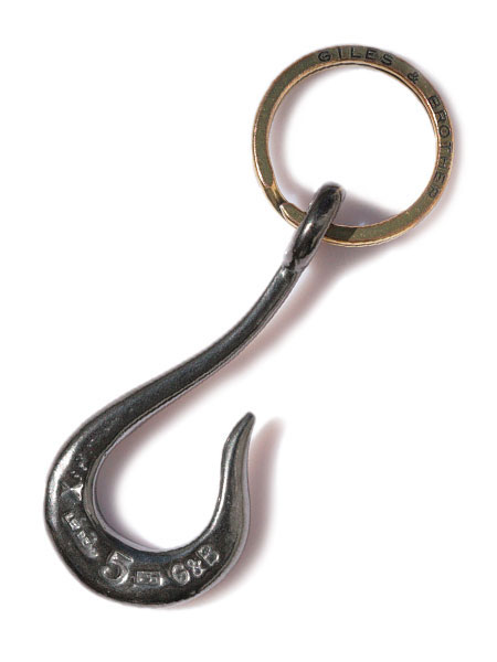 GILES & BROTHER ジャイルス アンド ブラザー 【 LARGE HOOK KEYRING ( Hematite ) ラージフックキーリング 】[ 正規品 ] ヘマタイトブラック アンティークゴールド キーホルダー 鍵 ブラス 真鍮 金 黒 メンズ レディース 人気 ブランド 【 送料無料 】