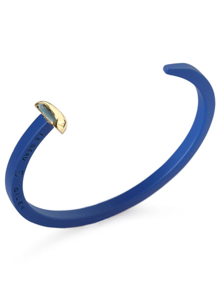 GILES \u0026 BROTHER ジャイルス アンド 茶飲み友だち 【 スキニースパイクカフ ( 青み × ゴールド ) Skinny Spike Cuff 】[ 置き目品 ] 腕輪 バングル 金管楽器 金管楽器 つや消し 釘 くぎ 青 金 メンズ レディース 【 貨物輸送無料 】