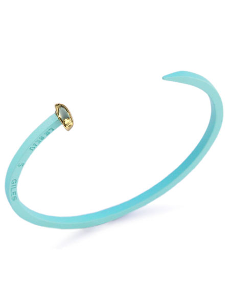 GILES \u0026 BROTHER ジャイルス アンド 茶飲み友だち 【 ミニスパイクカフ ( ロビン × ゴールド ) Mini Spike Cuff 】[ 置き目品 ] 腕輪 バングル つや消し 天の原青み 金管楽器 金管楽器 釘 くぎ 水色 金 空 レディース 【 貨物輸送無料 】