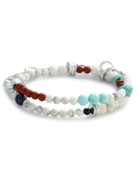 TSUNAIHAIYA ツナイハイヤ 【 Colorfield Beads Bracelet 3 (マグネサイトミックス) カラーフィールドビーズブレスレット 】[ 定め事品 ] 2連 天然石 しろがね色 青緑色 青碧 白いこと 差し上げ物 差し上げ物 ユニ一発やる メンズ レディース 【 貨物輸送無料 】