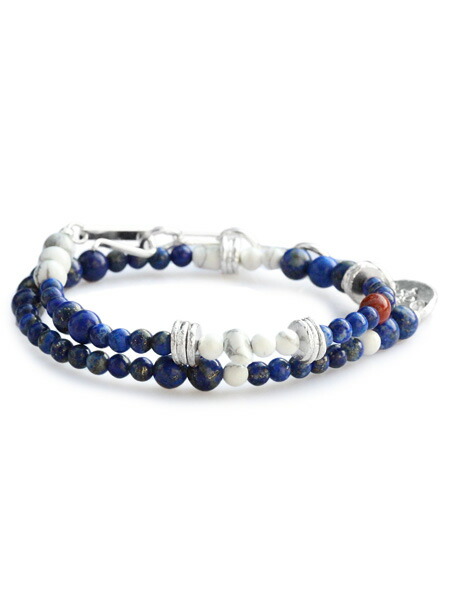 TSUNAIHAIYA ツナイハイヤ 【 Colorfield Beads Bracelet 3 (ラピスミックス) カラーフィールドビーズブレスレット 】[ 定め事品 ] 2連 天然石 しろがね色 青碧 白いこと 青 白 銀 925 差し上げ物 差し上げ物 ユニ一発やる メンズ レディース 【 貨物輸送無料 】