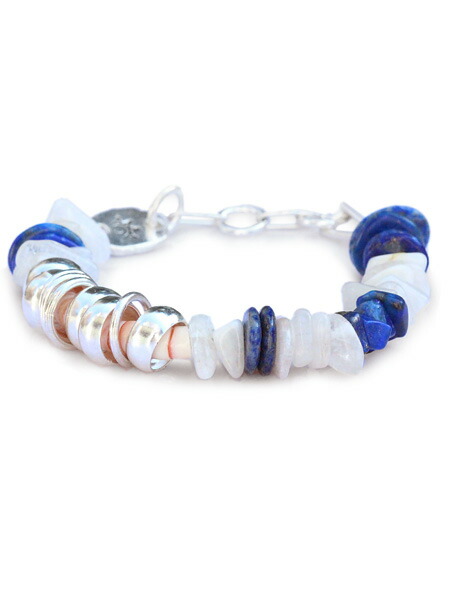 TSUNAIHAIYA ツナイハイヤ 【 Colorfield Beads Bracelet 2 (ムーンストーンミックス) カラーフィールドビーズブレスレット 】[ 決まり品 ] 天然石 しろがね色 ラピスラズリ 青色 白いこと 銀 925 差し上げ物 ユニ一発やる メンズ レディース 【 貨物輸送無料 】 ブレスレット-男女兼用アクセサリー