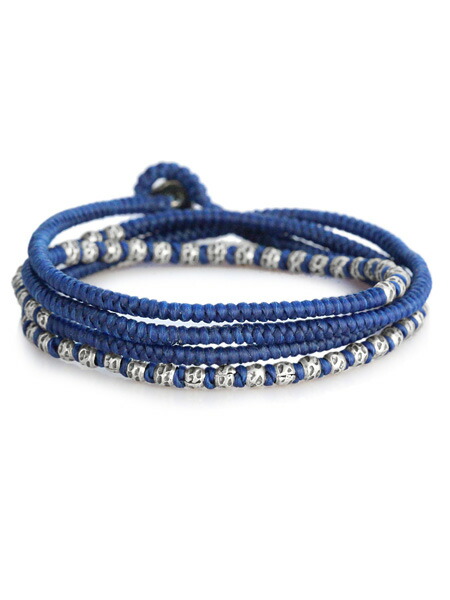M.Cohen エムコーエン 【 knotted 4 wrap silver thai hammered bead [ B-103709-SLV-BLU ] ノット 4ラップ シルバータイ ハンマービーズ 】[ 正規品 ] ブレスレット ネックレス アンクレット 4連 ユニセックス メンズ レディース 【 送料無料 】